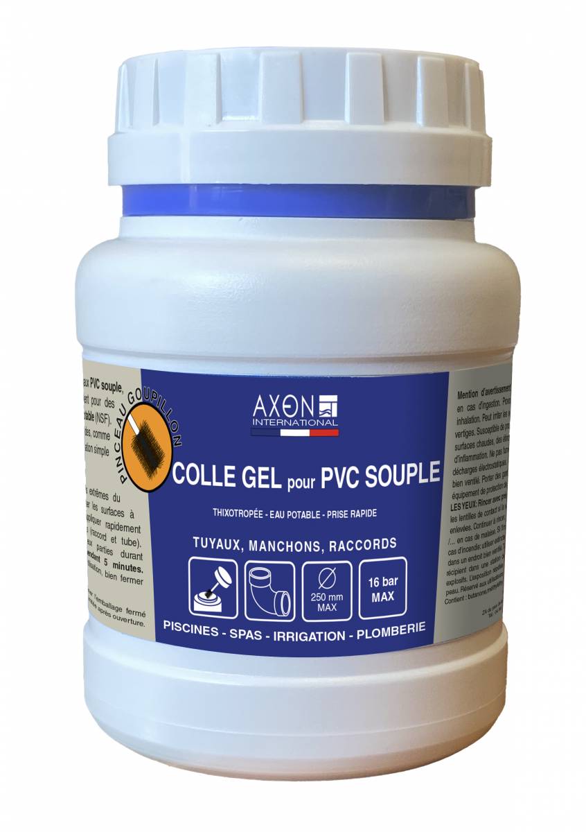 AXON COLLE GEL PVC SOUPLE, ABS ET TUYAUX SANS THF POUR PISCINE, IRRIGATION, ARROSAGE ET SPAS